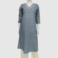 Grey Pure Cotton Long Kurti with Lace Detailing