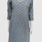 Grey Pure Cotton Long Kurti with Lace Detailing