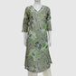 Pista Green Pure Cotton Printed Long Kurti with Lace Work