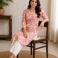 Pink Pure Cotton Long Kurti for Women with Pocket