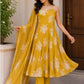 Mustard Pure Cotton Spaghetti Style Anarkali Suit Dupatta Set