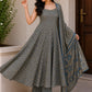 Grey Pure Cotton Anarkali Suit Set with Dupatta