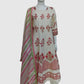 Mauve Cotton Anarkali Suit Dupatta Set with Chikankari Detailing