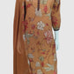 Rust Pure Cotton Suit Dupatta Set with Printed Trousers