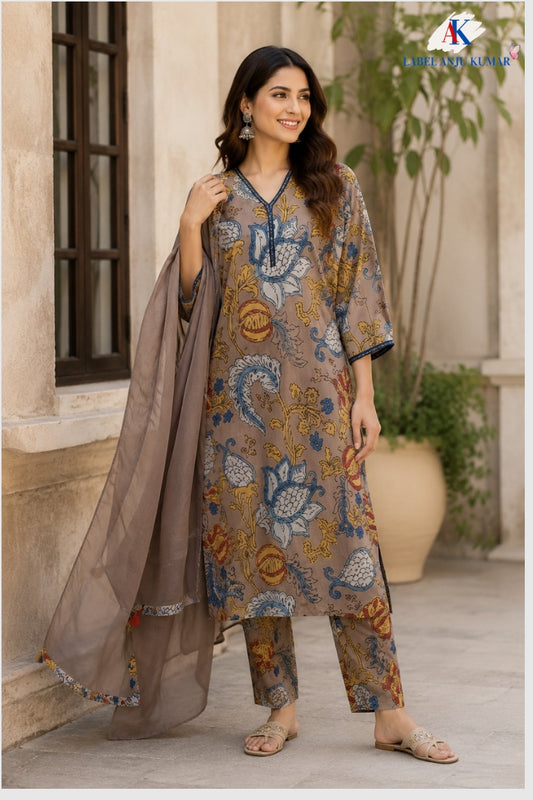 Mouse Pure Cotton Straight Suit Dupatta Set with Malmal Dupatta