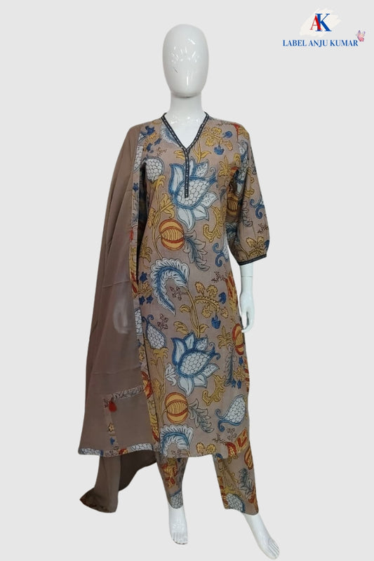 Mouse Pure Cotton Straight Suit Dupatta Set with Malmal Dupatta