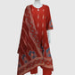 Rust Cotton Anarkali Suit Dupatta Set for Women