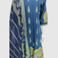 Navy Blue Cotton Anarkali Suit Set with Block Print & Chikankari
