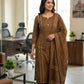 Brown Pure Cotton Suit Set with Handcrafted Dori Work