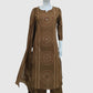 Brown Pure Cotton Suit Set with Handcrafted Dori Work