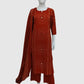 Rust Pure Cotton Suit Dupatta Set with Mirror Detailing