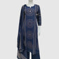 Navy Blue Pure Cotton Straight Suit Dupatta Set with Mirror Work