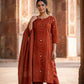 Rust Pure Cotton Suit Dupatta Set with Mirror Detailing