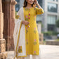 Mustard Pure Cotton Floral Print Straight Suit Dupatta Set
