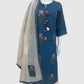 Royal Blue Pure Cotton Floral Suit Set with Kota Doriya Dupatta