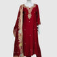 Maroon Silk Straight Suit with Banarasi Jamdani Dupatta & Zardozi Work