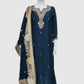 Navy Blue Semi-Formal Silk Straight Suit with Banarasi Dupatta