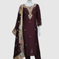 Wine Silk Designer Straight Suit with Banarasi Jamdani Dupatta