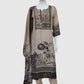 Beige Pure Natural Crepe Digital Print Suit with Chinnon Dupatta