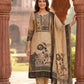 Beige Pure Natural Crepe Digital Print Suit with Chinnon Dupatta