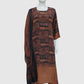 Rust Pure Natural Crepe Straight Suit Dupatta Set