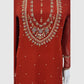 Rust Pure Georgette Straight Suit Dupatta Set with Hand Embroidery