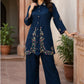T-Blue Pure Chinnon Semi-Formal Co-ord Set