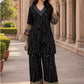 Black Rayon Printed Co-ord Set with Mirror & Bead Work