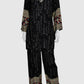 Black Rayon Printed Co-ord Set with Mirror & Bead Work