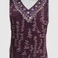 Dark Wine Rayon Printed Co-ord Set with Hand Mirror & Bead Embroidery