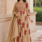 Beige Pure Cotton Anarkali Suit with Embroidery & Kota Doriya Dupatta