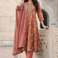 Light Rust Pure Cotton Anarkali Suit with Kota Doriya Dupatta