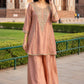 Rust Premium Tissue Semi-Formal Party Wear Co-ord Set with Mirror Work