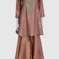 Rust Premium Tissue Semi-Formal Party Wear Co-ord Set with Mirror Work