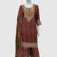Mehandi Pure Chinnon Semi-Formal Suit with Printed Chinnon Dupatta