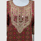 Mehandi Pure Chinnon Semi-Formal Suit with Printed Chinnon Dupatta