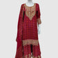 Magenta Pure Chinnon Semi-Formal Suit with Dori & Mirror Work