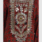 Maroon Pure Muslin Ajrak Print Long One Piece Dress with Mirror Work