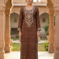 Brown Ajrak Print Muslin Long Dress for Women | Semi-Formal Ethnic Wear