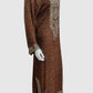 Brown Ajrak Print Muslin Long Dress for Women | Semi-Formal Ethnic Wear