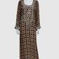 Light Beige Muslin Ajrak Print Long Dress for Women | Elegant Ethnic Fashion
