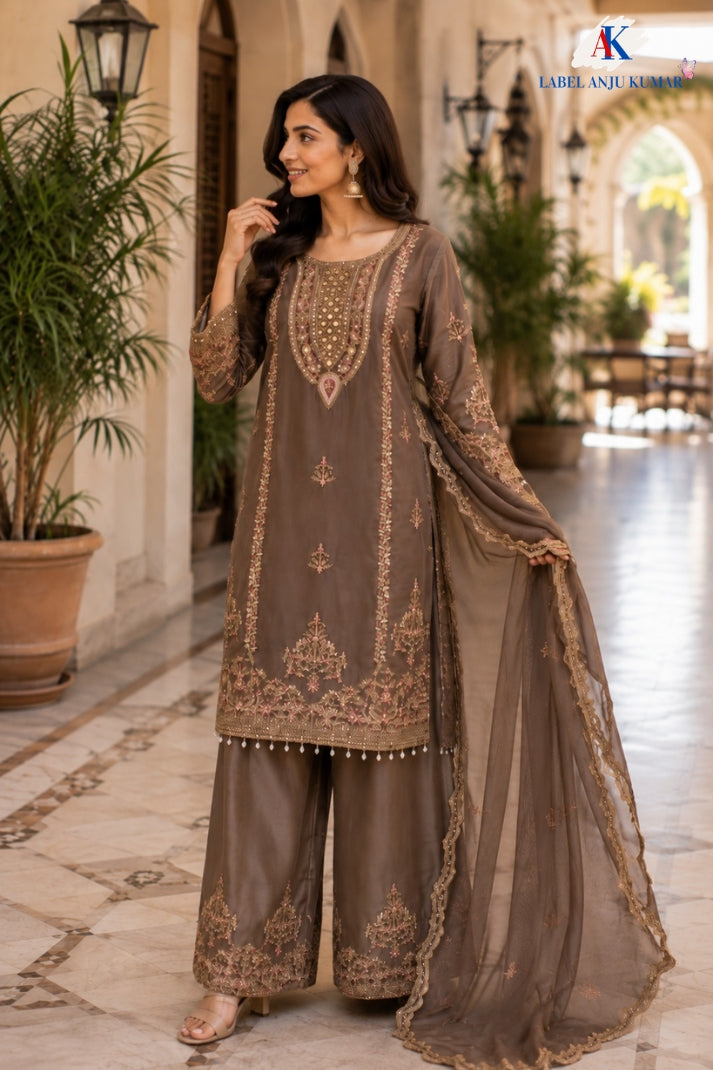 Mouse Pure Chinnon Embroidered Short Suit Set