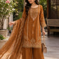 Rust Pure Chinnon Party Wear Short Suit with Mirror Embroidery