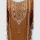 Rust Pure Chinnon Party Wear Short Suit with Mirror Embroidery