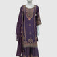 Light Purple Pure Chinnon Designer Short Suit with Mirror Work