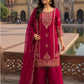 Wine Premium Pure Chinnon Short Length Suit with Designer Dupatta