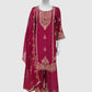 Wine Premium Pure Chinnon Short Length Suit with Designer Dupatta