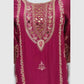 Wine Premium Pure Chinnon Short Length Suit with Designer Dupatta