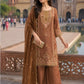 Rose Gold Pure Chinnon Short Length Suit with Heavy Thread & Mirror Work