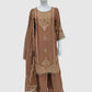 Rose Gold Pure Chinnon Short Length Suit with Heavy Thread & Mirror Work